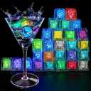 Light Up Ice Cubes, 96 Pack Multi Color Led Ice Cubes for Drinks IP67 Waterproof Reusable Glowing Flashing Changing Lights Water Activated Drink Lights for Cocktails Christmas Party Bar Wedding