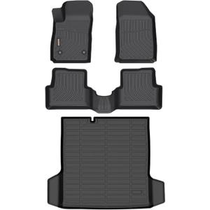 Binmotor-All Weather Car Floor Mats and Cargo Liner Set for Chevy/Chevrolet Sonic 2012-2020, 2 Rows with Cargo Mat TPE Rubber Liners for Chevy Sonic Accessories Mats Trunk Mat-Black