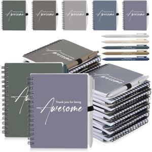 Honoson Spiral Notebook Sets Bulk for Employee Appreciation Inspirational Journal Thank You for Being Awesome Notepads with Ballpoint Pen for Teacher Student Manager(Gentle Morandi Color,30 Sets)