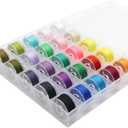2 x 25Pcs Bobbins and Sewing Thread with Case for Singer Brother Babylock Janome Elna,Assorted Colors Pre-Wound Bobbins Set for DIYers