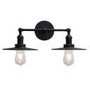 Phansthy 2 Lights Sconce with Switch Matte Black Vanity Light with Dual 7.87 Inches Flat Crafted Light Shade (Matte Black)(No bulbs included)