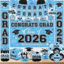 Graduation Decorations 2026 Light Blue Party Decor Set with Congrats Grad Banner, Class of 2026 Backdrop, Balloons, Box & Streamers Supplies for High School & College Celebrations