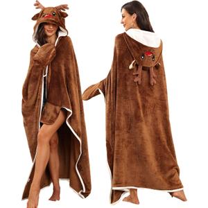 Reindeer Gifts for Women Adult Reindeer Wearable Hooded Blanket Deer Costume for Christmas Birthday