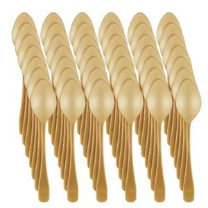 Nuogo 500 Pcs Gold Mini Spoons for Desserts 3.7 Inch Small Plastic Disposable Coffee Spoons Bulk Tiny Serving Utensils for Cake, Sample, Ice Cream, Appetizer, Pudding