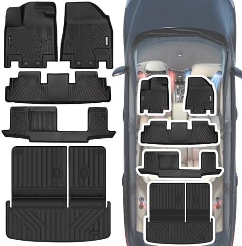 SHINJEW Floor Mat & Trunk mat Compatible with 2022-2024 2025 Nissan Pathfinder 8 Passenger/Infiniti QX60 7 Passenger,All Weather TPE Car Floor Liners Fit for Nissan Pathfinder Accessories,3 Rows