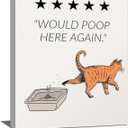 Cat Bathroom Wall Art Would Poop Here Again Pictures Wall Decor Funny Cat Bathroom Canvas Painting Print Funny Apartment Home Modern Artwork Decorations Framed for Bathroom Restroom 12 x 16 inch