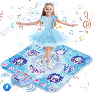 Dance Mat Toys Girl Gift: 8-Button Frozen Dance Pad Wireless Bluetooth Electronic Dance Game for Kids with 4 Game Modes LED Light Built-in Music Birthday Gifts for 3 4 5 6 7 8 9 10+ Years Old Girls