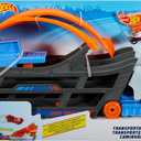 Hot Wheels Toy Car Track Set, Stunt & Go Playset with 1:64 Scale Vehicle, Transforming Hauler Truck with Loop & Launcher, Stores 18 Vehicles (Multicolor)