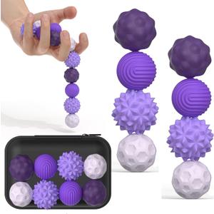 Large Magnetic Sensory Fidget Ball Toy, 8Pcs Silicone Sensory Stress Relief Toys for Adults, Teens with Autism, ADHD, Anxiety, Stocking Stuffers for Women Men Teen Gift (Purple, Large)