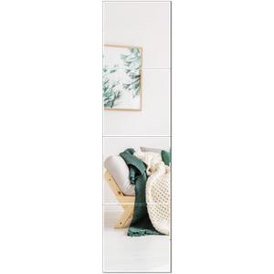PETAFLOP Glass Full Length Wall Mirror Tiles, 4PCS 11x11 Inch Self Adhesive Full Body Home Gym Mirror, Frameless Glass Mirror for Bedroom Living Room Dorm
