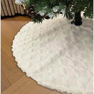 AISENO 48 Inch Christmas Tree Skirt Faux Fur with Cable Knit Knitted Thick Decoration for Merry Christmas Decorations