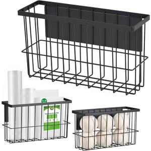 FAMNONE 1 Pcs Magnetic Basket Fridge Dryer Ball Holder for Laundry Room Organization and Storage, Magnetic Lint Bin Home Organization for Laundry Room, Kitchen & Office Class School (Black, L-1pcs)