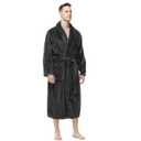 Yurhap Mens Fleece Robe, Soft Plush Robe for Men, Fluffy Bathrobe with Belt & 2 Pockets, S/M