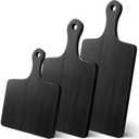 Geetery 3 Packs 6.7" Bamboo Cutting Board with Handle Charcuterie Wood Serving Cheese Board for Wedding Gift Rustic Decoration DIY Laserable, Length 16.5x6.7",14x6.7",9.8x6.7"(Black)