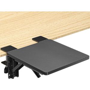 suptek Ergonomics Desk Extender Tray, 9.5"x9.1" Clamp on Table Mount Arm Wrist Rest Shelf, 90 Foldable Computer Arm Rest for Desk, Carbon Fiber, DSF3