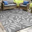 wikiwiki Outdoor Rug, 8x10ft Waterproof Reversible Mat Indoor Outdoor Rugs Carpet, Small Area Rug Plastic Straw Rug for Patio Deck Balcony Pool RV Camping Beach Picnic, Grey, Rugscape Series