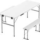 6ft Folding Picnic Table Set with 2 Benches for outdoor Camping Patio Yard