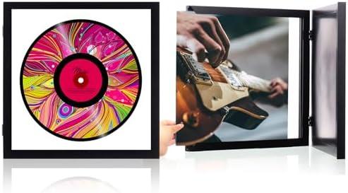 RattanView 2 Pack Vinyl Record Frame Picture Frame 12 x 12 Inch Wood Black Music Record Album Frames Wall Mount Display Frame, LP Covers
