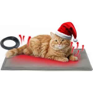 Cat Heating Pad for Bed Wamming: Electric 21.65"x13.77" Heated Cozy Mat with Removable Washable Cover Indoor Pet House Pillow Blanket for Puppy Kitty Nap Winter Reliefwith Auto Temperature Adjustment (Grey)