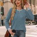 WIHOLL Long Sleeve Shirts for Women Lightweight Sweaters Fall Outfits 2026 Color Block Winter Clothing Dressy Casual Soft (Gray, S)