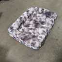 Faux Fur Orthopedic Dog Bed, Dog Bed for Large Size, Supportive Foam Pet Sofa with Waterproof Lining Cover, Washable U-Shaped Pet Couch with Anti-Slip Bottom, Tie-dye Grey L 36x27x6.5 inch