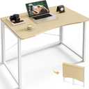 Huuger Folding Desk for Small Spaces, 31.5 Inch Foldable Computer Table, for Home Office, Study, Bedroom, Dorm, Space Saving, Small Writing Work Office Computer Desk, Easy to Fold, Oak