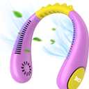 Kids Neck Fan, Portable Bladeless Fans for Kid 4-14Y Girls & Boys, 2600mAh USB Personal Mini Cooling Fan for Travel/Camping/Study, 4 Speeds, Lightweight, Compact, Perfect Summer Gifts for Kids (Purple)
