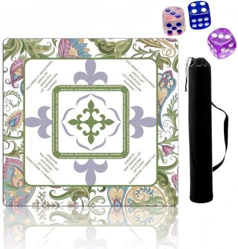 Lemon Mahjong Mat, Patriotic Mahjong Mat Anti Slip Noise Reduction Rubber Game Table Cover Multi Purpose, for Mahjong, Card, Board Tile Games,with 3 Free Dice & 1 Carrying Bag (A18)