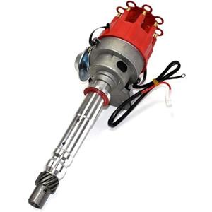A-Team Performance R2R Complete Distributor - Ready 2 Run for Chevy SBC BBC 283-454 Series - Automotive Replacement Ignition Parts Two-Wire Installation with Red Cap