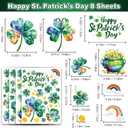3 x St Patricks Day Window Clings for Glass Windows, Saint Patrick's Day Shamrock Decor, Spring Window Sticker Decal for Gifting and Holidays, 8 Sheets