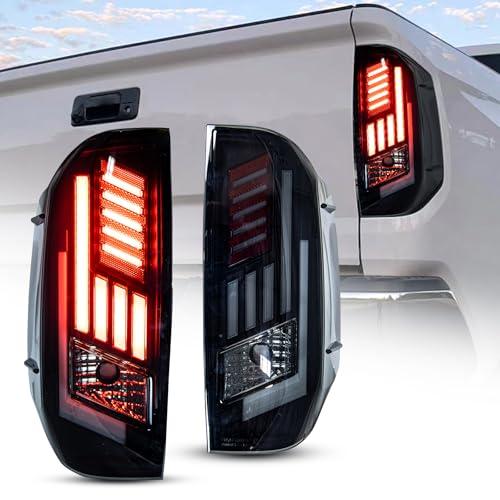 Nixon Offroad LED Tail Lights Assembly for 2014-2021 Toyota Tundra Pickup, Rear Brake Lamps Replacement with Sequential Turn Signal, Driver & Passenger Side (Smoked Lens)
