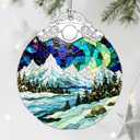 Stained Glass Ornament, Christmas Ornaments, Christmas Decorations for Tree, Holiday Ornament, Gifts for Nature Lovers, Holiday Party Gifts, Gift Ideas & Xmas Gift - Mountain Landscape
