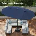 15ft Large Patio Umbrellas with Base Included, Outdoor Double-Sided Rectangle Market Umbrella with Stand, Outside Umbrellas for Poolside Lawn Backyard