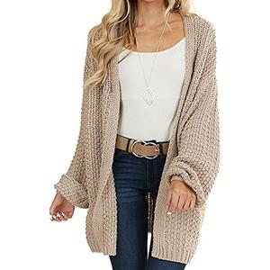Maroway Womens Cardigan Solid Color Long Sleeve Open Front Chunky Knit Sweater Outwear M