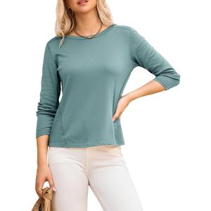 2 x Dokotoo Long Sleeve Shirts Crewneck Womens Tops 2025 Fall Outfits Comfort Basic Tees Fashion Clothing
