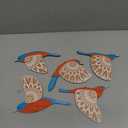 Barydat 5 Pcs Wooden Bird Wall Art Wood Flying Birds Wall Decor Rustic Folk Art Scandinavian Home Decor for Gift Living Room Bedroom Kitchen Office(Teal)