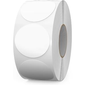 1000 PCS Color Coding Round Stickers 1.5 Inch Vinyl White Dot Sticker Removable Writable Circle Labels for Inventory Garage Sale Price Tags