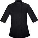 Women's Chef Coat Classic 3/4 Sleeve Hotel Kitchen Restaurant Summer Chef Jacket (Black, XXL)