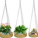Gold Metal Plant Hanger Hanging Planter Basket Decorative Plant Pot Holder for Outdoor Indoor with Ceiling Hook Modern Plant Hanging Basket for Balcony Porch Garden Home Decor in 22/25/28cm