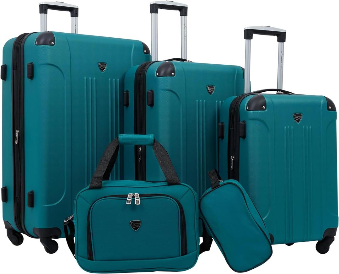 Travelers Club Chicago Hardside Expandable Spinner Luggage, Teal, 5 Piece Set Travelers Club Chicago Hardside Expandable Spinner Luggage, Teal, 5 Piece Set