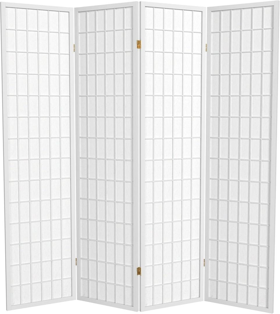 Red Lantern 6 ft. Tall Window Pane Shoji Screen-White-4 Panels Room Divider Red Lantern 6 ft. Tall Window Pane Shoji Screen-White-4 Panels Room Divider