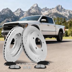 MOTOREVO Front Brake Rotors Kit for Tacoma [2005-2023 6 Lug Wheels, Not for 5 Lugs] Anti-Rust Geomet Coated Brake Rotors [318.8mm 12.6in] Heavy-Duty Rotors for Rapid Heat Dissipation and Towing