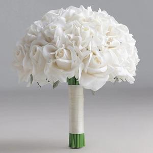 10 Inch Wedding Bouquets for Bride, Morandi Ivory Cream White Real Touch Rose Bridal Bouquet, Artificial Flower Bouquet for Wedding Ceremony, Prom, Bridal Shower