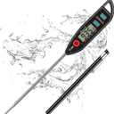 BOMATA Digital Water Thermometer for Water, Liquid, Candle and Cooking. Instant Read Food Thermometer Waterproof IPX7 with Long Probe for Cooking, Meat, BBQ! T101 (Black Color)