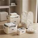 Laundry Basket Set with Handles, 3 Ventilated Plastic Baskets (30L, 17L & 4L Clip-On) and 55L Collapsible Mesh Hamper, Nestable Storage Design (Beige)