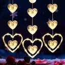 Artmag 3 Pcs Valentines Day Window Lights Decorations with Timer, Three Hearts Shaped Silhouette Battery Powered Hanging Led Lamp for Valentine's Day Lover Home Decor Warm-Toned