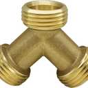 Uenede 2PCS Garden Hose Splitter Brass 3/4" GHT Male Thread Heavy Duty 2 Way Y Connector Garden Hose Adapter for Backyard Water Tap, Outlet, & Spigot