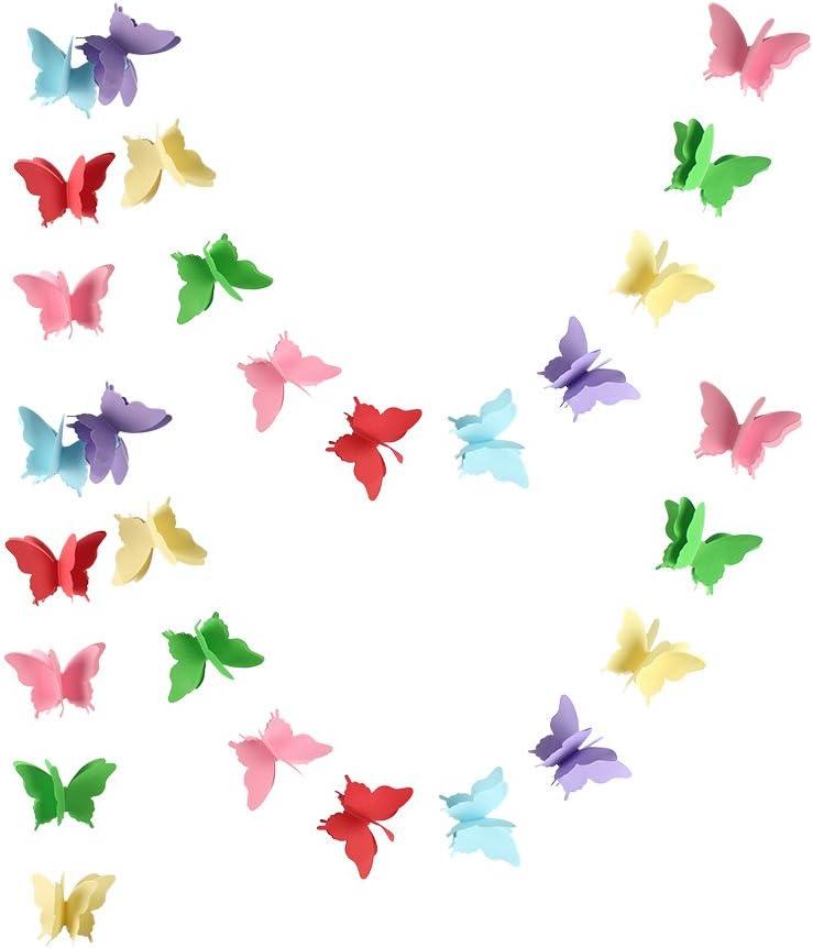 Butterfly Banner Decorative Paper Garland for Wedding Baby Shower Birthday Theme Decor 110 Inches Pack of 2 Pieces Mix Color