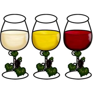 Yalikop 3 Pcs Wine Glasses Wooden Wall Decors Red White Yellow Wood Wine Glasses Wall Arts Vintage Decorations for Home Kitchen Dining Room Decorations, 10.8 x 4.7 x 0.2 Inches