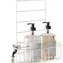 Zenna Home Shower Caddy Hanging Over the Shower Door Organizer, Stainless Steel Rack with 2 Shelves and Built in Hooks, Bathroom Organizer Shelf for Inside Shower, Chrome